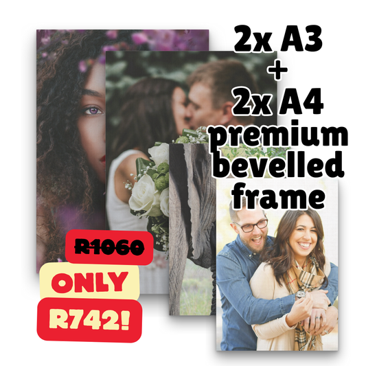 2x A3 plus 2x A4 premium bevelled edge frame COMBO SPECIAL!