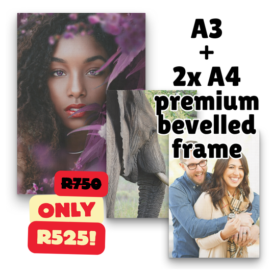 A3 plus 2x A4 premium bevelled edge frame COMBO SPECIAL!