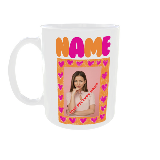 Heart frame customizable mug